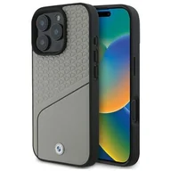 Etui i futerały do telefonów - BMW BMHMP16L23RDCLG iPhone 16 Pro 6.3" szary/grey hardcase Sign Leather Textured and Line MagSafe - miniaturka - grafika 1