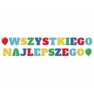 Dekoracje sali - Godan Girlanda Wszystkiego Najlepszego, 2 baloniki, kolorowa 2x3 m - miniaturka - grafika 1