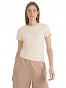 Koszulki i topy damskie - Damska koszulka bawełniana 4F TSHF2351 083S beżowy S - miniaturka - grafika 1