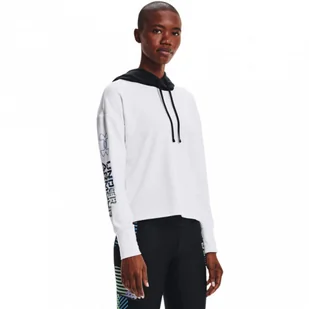 Damska bluza treningowa nierozpinana z kapturem UNDER ARMOUR Rival Terry Geo Hoodie - biała - Bluzy sportowe damskie - miniaturka - grafika 1