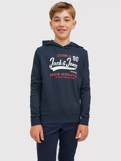 Bluzy dla chłopców - Jack&Jones Junior Bluza Logo 12212287 Granatowy Regular Fit - grafika 1