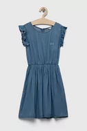 Sukienki i spódniczki dla dziewczynek - Guess sukienka dziecięca kolor niebieski mini rozkloszowana - miniaturka - grafika 1