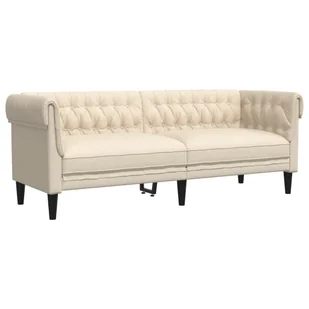 Sofa Chesterfield, trzyosobowa, kremowa, obita tkaniną - Sofy i kanapy Sofa Chesterfield, trzyosobowa, kremowa, obita tkaniną - Sofy i kanapy - miniaturka - grafika 3