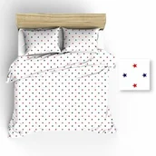 Pościel - Extrapościel Pościel bawełniana 160x200 R017 biała gwiazdki granatowe czerwone 46N - miniaturka - grafika 1