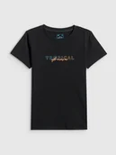 Koszulki i topy damskie - 4F T-shirt slim z nadrukiem damski - czarny XXL - miniaturka - grafika 1