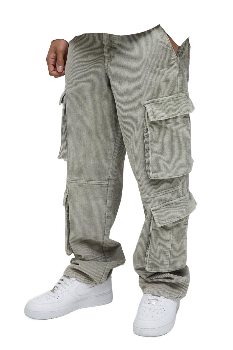 BOOHOOMAN SZARE SPODNIE MĘSKIE CHINOS Z KIESZENIAMI NA RZEPY 34 Z3A*