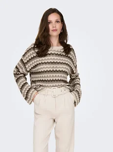ONLY Sweter w kolorze beżowo-brązowym - Swetry damskie - miniaturka - grafika 1