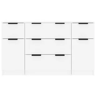 Lumarko 3-częściowa komoda, biała z połyskiem, materiał drewnopochodny - Komody - miniaturka - grafika 6