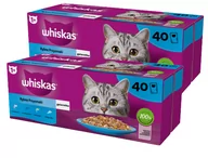 Mokra karma dla kotów - WHISKAS Adult saszetki 80 x 85 g Rybne Przysmaki - mokra karma dla dorosłego kota, w galaretce (kawałki z: łososiem, tuńczykiem, dorszem, białą rybą) - miniaturka - grafika 1