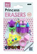 Gumki biurowe - GUMKI do ścierania mazania PRINCESS zestaw gumek korona pierścionek zamek - miniaturka - grafika 1