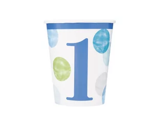 Unique Kubeczki papierowe "First Birthday" UNIQUE 266 ml 8 szt U73306 - Dekoracje i nakrycia stołu na imprezę - miniaturka - grafika 1