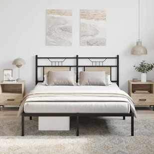 vidaXL Łóżko bez materaca, dąb sonoma, 140x200 cm - Łóżka - miniaturka - grafika 1