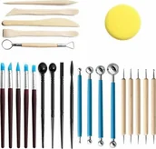 Zabawki kreatywne - Aptel Zestaw Akcesoriów do Modelowania w Glinie Rzeźbienie w Glinie 24sztuki AG983 - miniaturka - grafika 1