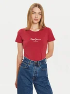 Koszulki i topy damskie - Pepe Jeans T-Shirt New Virginia PL505202 Czerwony Slim Fit - miniaturka - grafika 1