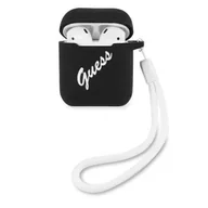 Akcesoria do słuchawek - Guess GUACA2LSVSBW AirPods cover czarno biały/black white Silicone Vintage - miniaturka - grafika 1
