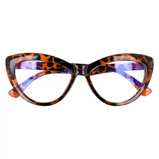 Okulary korekcyjne, oprawki, szkła - Damskie okulary Kocie oczy z filtrem Antyrefleks Zerówki Panterka 2286D - grafika 1