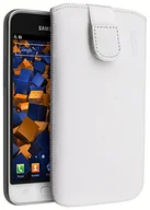 Etui i futerały do telefonów - mumbi prawdziwe skórzane etui na telefon Samsung Galaxy J1 (2016), białe etui (klapka z funkcją wyciągania) - miniaturka - grafika 1