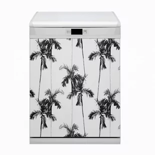 Bluedecor Magnes na zmywarkę HIT Czarno białe palmy 60x80 - Dekoracje domu - miniaturka - grafika 1
