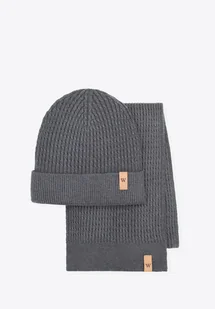 Zestaw zimowy unisex: czapka i szalik szary - Czapki damskie Zestaw zimowy unisex: czapka i szalik szary - Czapki damskie - miniaturka - grafika 1