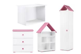 Zestaw meble do pokoju dziecka różowe 4 elementy PABIS, ZYGIO Konsimo - Meble do sypialni - miniaturka - grafika 1