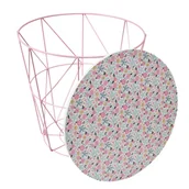 Zestawy mebli dla dzieci - Różowy Stolik Kosz z Drewnianym Kwiatowym Blatem - miniaturka - grafika 1