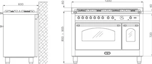 Kuchenka gazowo-elektryczna Lofra Dolcevita 120 RBPD126MFT+E/2AEO/Chrome - Kuchenki gazowo-elektryczne - miniaturka - grafika 9