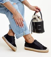 Espadryle damskie - Czarne espadryle sportowe Naila-37 - miniaturka - grafika 1