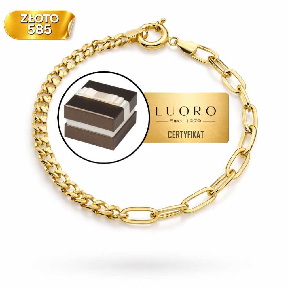 BRANSOLETKA ZŁOTA 585 14K DŁUGIE OGNIWA ŻÓŁTE ZŁOTO 19 CM ELEGANCKA