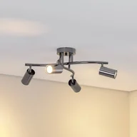 Lampy sufitowe - Reflektor sufitowy Spotte, czarny-chrom, 4-punktowa Spotte Lucea, możliwość ściemniania, czarny, salon / jadalnia, nowoczesny - miniaturka - grafika 1