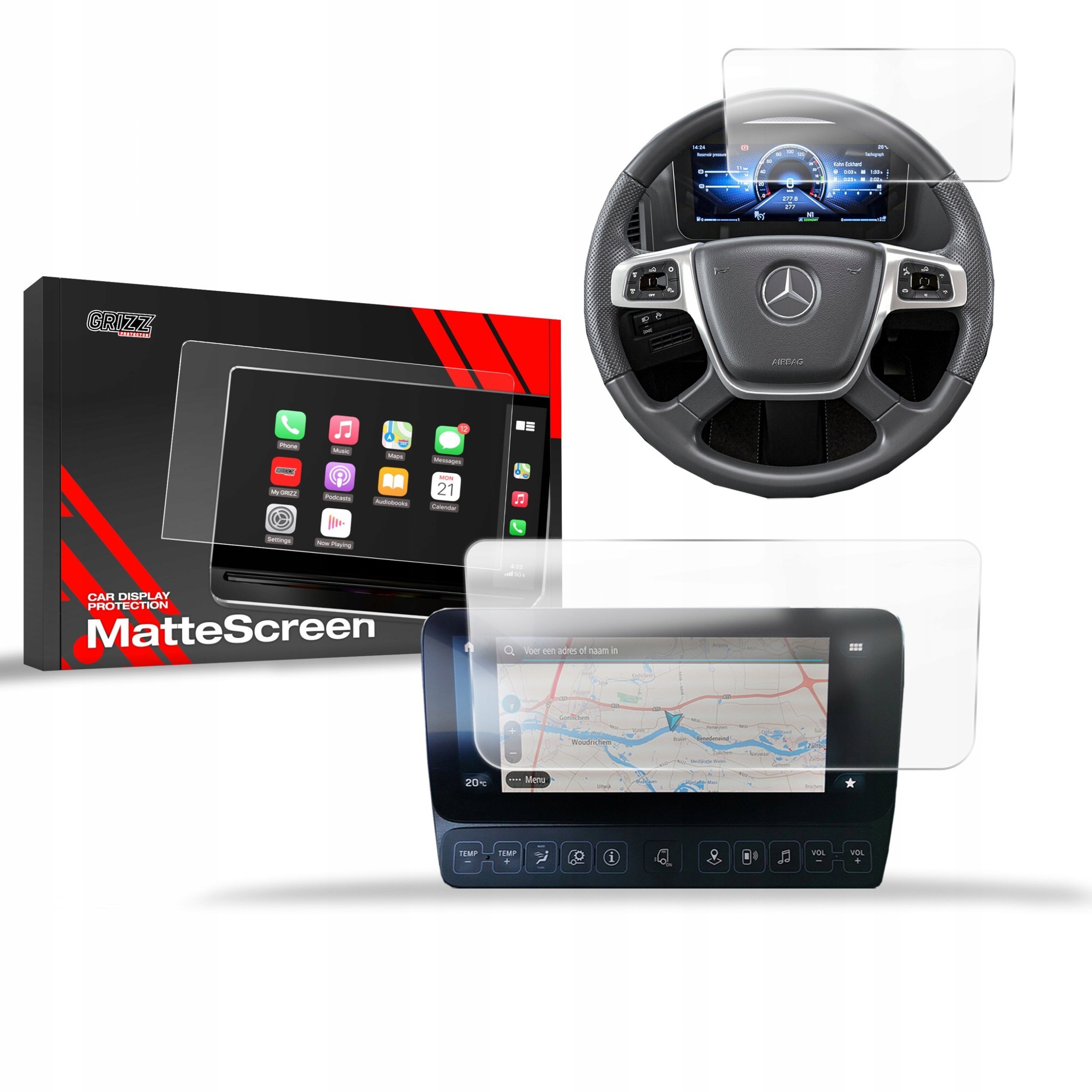 GrizzGlass Folia matowa CarDisplay Protection do Mercedes Actros F 2021-2024 [2w1]