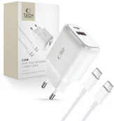 Ładowarki do telefonów - Ładowarka sieciowa C20W USB-C USB-A 20W z kablem USB-C - biała Ładowarka sieciowa C20W USB-C USB-A 20W z kablem USB-C - biała - miniaturka - grafika 1