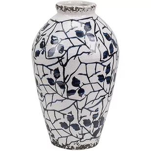 Wazon Na Kwiaty Ceramiczny 22 Cm Biały Z Niebieskim Mallia - Wazony i flakony - miniaturka - grafika 1