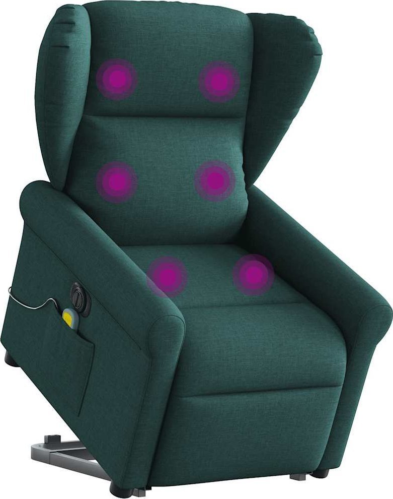 vidaXL Podnoszony fotel masujący, elektryczny, rozkładany, zielony
