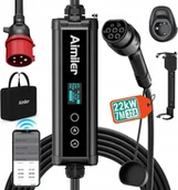 Ładowarki do samochodów elektrycznych - AIMILER Wallbox stacja ładująca 22 kW aplikacja 3-fazowa 400V 16-32 A 7m - miniaturka - grafika 1