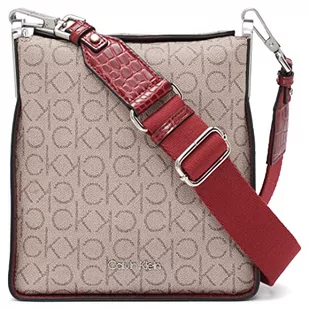 Calvin Klein Damskie logo Fay North/South Small Crossbody, migdałowe/taupe/Bloodstone, Logo migdałowe/szarobrązowe/krwawy kamień - Torebki damskie - miniaturka - grafika 1
