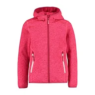 Kurtki i płaszcze dla dziewczynek - CMP Dziewczęca kurtka polarowa z kapturem Knit Tech Melange, Błyszcząca-truskawka, 164 - miniaturka - grafika 1