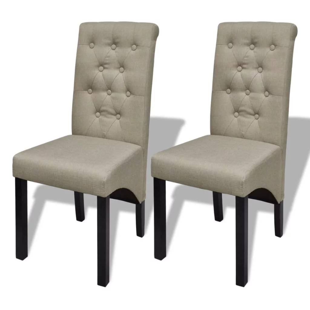 vidaXL Krzesła jadalniane, z lnianą tapicerką, beż
