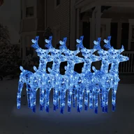 Oświetlenie świąteczne - vidaXL Świąteczne renifery, 6 szt., 240 niebieskich LED, akryl - miniaturka - grafika 1