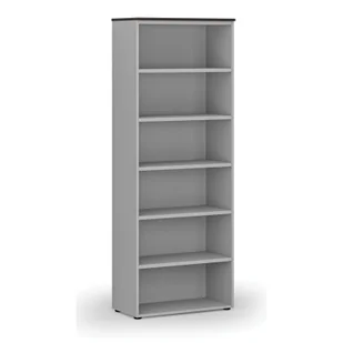 Regał biurowy PRIMO GRAY, 2128 x 800 x 420 mm, szary/wenge - Regały biurowe - miniaturka - grafika 1