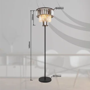 Globo Lampa stojąca Naxis, czarny/dymny szary, wysokość 160 cm, kryształ - Lampy stojące - miniaturka - grafika 1