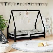 Łóżeczka i kojce - Rama łóżka dziecięcego, czarna, 80x160 cm, drewno sosnowe Lumarko! - miniaturka - grafika 1