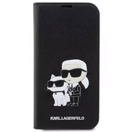 Etui i futerały do telefonów - Karl Lagerfeld Pokrowiec PU Saffiano Karl and Choupette NFT Book na iPhone 13 Pro KLBKP13LSANKCPK Czarne - miniaturka - grafika 1
