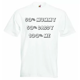 2Personal 50% mumia 50% tatuś 100% mnie - chłopięcy dziewczęcy T-shirt spersonalizowane koszulki unisex chłopcy dziewczęta koszulka odzież z nadrukiem zabawne cytaty - biały - 4-5 lat - Koszulki dla chłopców - miniaturka - grafika 1