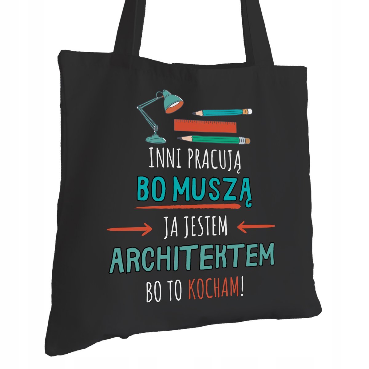 Torba Bawełniana dla Architekta Czarna Na Prezent ekologiczna Trwały Nadruk