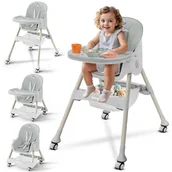 Krzesełka do karmienia - DZIECIĘCE KRZESEŁKO DO KARMIENIA CYNAMONEK 4W1 SZARE - miniaturka - grafika 1