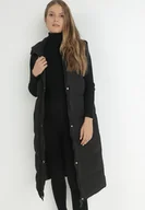 Kamizelki damskie - Czarna Kamizelka Długa z Kapturem Pikowana Ardrae - miniaturka - grafika 1