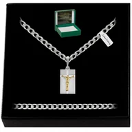 Biżuteria dla dzieci - Piękny Srebrny Łańcuszek Z Medalikiem 925 Grawer - miniaturka - grafika 1