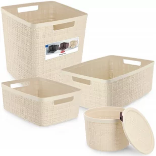 Pojemniki do przechowywania Curver Jute 2 + 5 + 12 + 17L, kremowe - Pudła i pojemniki do przechowywania - miniaturka - grafika 1