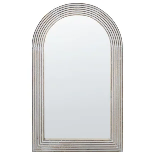 Drewniane lustro ścienne 65 x 107 cm złamana biel CHANDON Lumarko! - Lustra - miniaturka - grafika 1