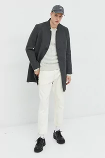 Płaszcze męskie - Tom Tailor płaszcz z domieszką wełny kolor szary przejściowy - grafika 1